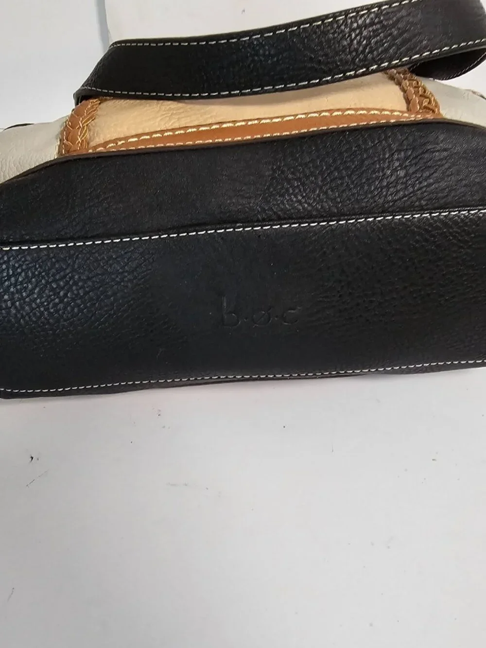 BOC Shoulder Bag Patchwork Boho Faux Leather Brown Black